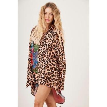 Imagem de Camisa Ampla Animal Print Frida Kahlo Yacamim S6-Feminino