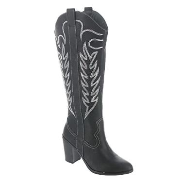 Imagem de MIA Botas femininas Dakota bico redondo casual cano médio salto médio 5-7,6 cm - marrom, Preto, 38