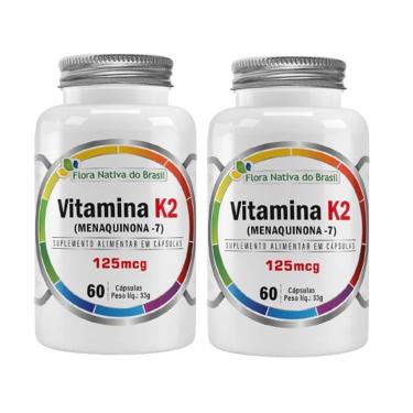 Imagem de Kit 2x Vitamina K2 Menaquinona 125ug 60 Cápsulas 500mg Flora Nativa-Unissex