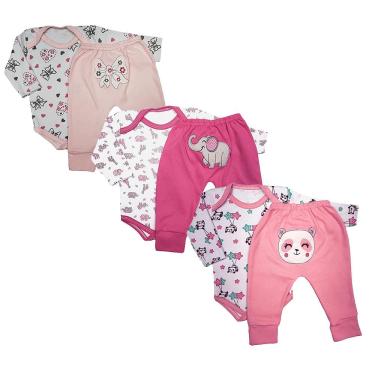 Imagem de Kit 2 Peças Roupa Bebê Conjunto Body e Mijão Bumbum Bordado