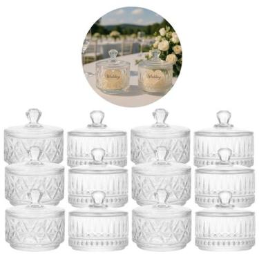Imagem de 12 Potiches Bomboniere De Cristal Lembrancinha C/ tampa 8cm - Lyor
