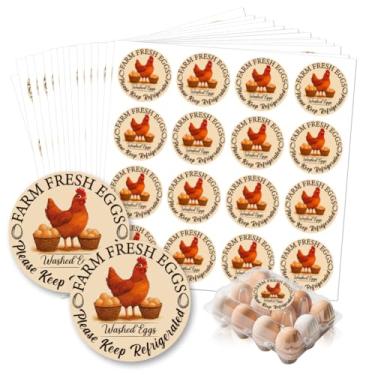 Imagem de GOMAKERER 320 etiquetas de caixa de ovos frescos da fazenda, adesivos coloridos redondos para manuseio de ovos à prova d'água, adesivos autoadesivos para embalagem de ovos para caixa, suprimentos
