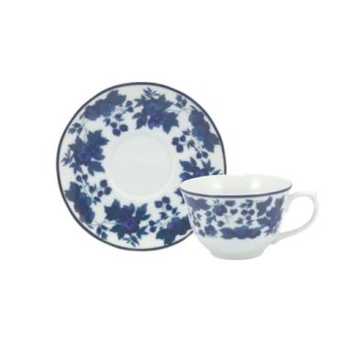 Imagem de Xícara Café com Pires 90ml Porcelana Real by Schmidt - Dec. Folhagem 2
