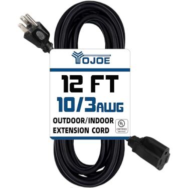 Imagem de YOJOE SJTW 3M 3M Cabo de extensão à prova d'água calibre 10 externo com 3 pontos para decoração ao ar livre, jardinagem, iluminação e acampamento