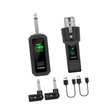 Imagem de YIJU Transmissor e receptor de microfone XLR, sem fio com recarga automática, conexão XLR, adaptador para baixo elétrico, 1 Por 2