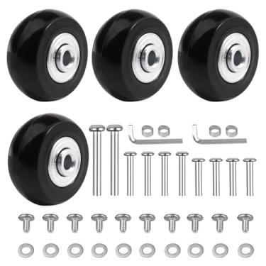 Imagem de LSTOPGO Rodas de substituição de mala de bagagem de 40 mm x 18 mm, kit de reparo de rolamentos giratórios de borracha - Conjunto de 4 com rodas de substituição de skate em linha 608ZZ e 3 eixos
