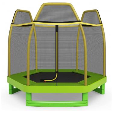 Imagem de Trampolim DIÁRIO para crianças, trampolins recreativos de 7 pés, trampolim com compartimento de segurança de rede, mini trampolim interno
