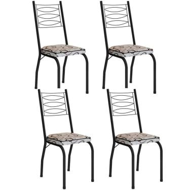 Imagem de Kit 4 Cadeiras Aço Carbono Tubular Metálica Acabamento D-25 Luana Preto-cedro