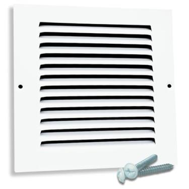 Imagem de Serve para abertura de duto 8x8 | Grade de ar de retorno de aço da Sierra Grates | Grelha de cobertura de ventilação para parede lateral e teto | Branco | Grade de admissão de ar frio HVAC | Dimensões