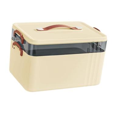 Imagem de KiBcsLic Caixa de armazenamento médico organizador de suprimentos médicos com tampa elegante estojo portátil de primeiros socorros para escritório doméstico, 2 Camadas