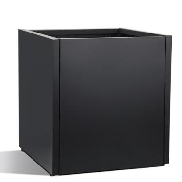 Imagem de RimCereal 1 caixa de plantação quadrada preta extra grande para ambientes externos, 43 cm C x 43 cm L x 45 cm A, vasos de aço galvanizado pesado com divisória de orifícios de drenagem para plantas