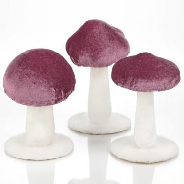 Imagem de Briful Pacote com 2 cogumelos, decoração de outono, 3 peças, cogumelos decorativos, veludo, outono, decoração rústica, para dia de Ação de Graças, colheita, mesa de Halloween, prateleira de centro de