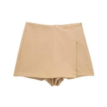Imagem de Skort Assimétrico Preto de Cintura Alta - Saia Mini Casual para Verão 