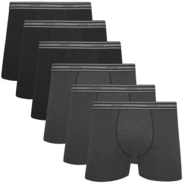 Imagem de Kit Com 6 Cuecas Boxer Adulto Algodão Lupo, Preto, Preto mescla, P (38