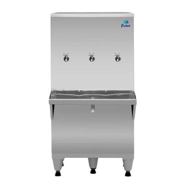 Imagem de Bebedouro Industrial de Coluna Frisbel 100 Litros 3 Torneiras Geladas Inox - 220V
