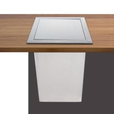 Imagem de Lixeira Armário De Cozinha Lata De Lixo Embutida, Lixeira De Aço Inoxidável 304 Tampa De Balcão Embutida Com Tampa De Balanço De Equilíbrio, Silver