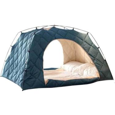 Imagem de Barraca De Cama, Barraca Quente Interna, Barraca à Prova De Som E Espessa, Barraca De Cama De Privacidade Doméstica, Universal Durante Todo O Ano, à Prova De Vento E Frio, Dark Blue, 1.9 * 0.9 * 1.2M
