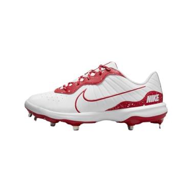 Imagem de Nike Chuteira de beisebol masculina Alpha Huarache Varsity 4 Low (DJ6516-105, branco/vermelho universitário), Branco/vermelho universitário, 48