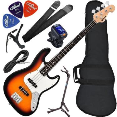 Imagem de Kit Contrabaixo Phx Jb 3Ts Jazz Bass 4 Cordas Sunburst Bx02