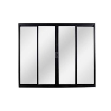 Imagem de Janela de Alumínio de Correr 100x200x6cm 4 Folhas Vidro Liso Ecosul Esquadrisul