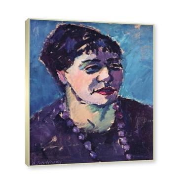 Imagem de Moldura de champanhe. Impressões de arte Alexej von Jawlensky - Pintura de retrato - (cabeça de uma mulher 7) - Pôster de decoração de parede vintage. 40 x 48 cm - 15,7 x 18,9 pol