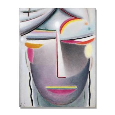 Imagem de Alexej von Jawlensky Impressões artísticas - Pintura de retrato - (cabeça abstrata Buda escuro) - Pôster de decoração de parede vintage. Tela de 80 x 105 cm - 31,5 x 41,3 pol