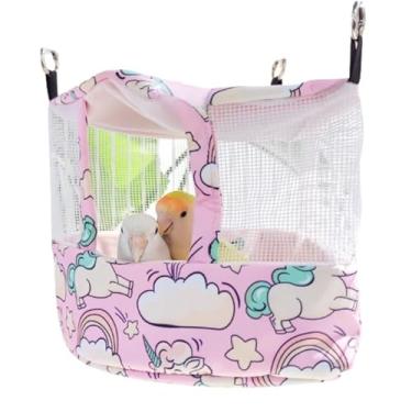 Imagem de CXYYXF Ninho de pássaro respirável para casa de pássaros de verão cabana de galpão rede suspensa para gaiola cabana de papagaio refúgio para hamster periquito periquito calopsitas Lovebird (rosa claro