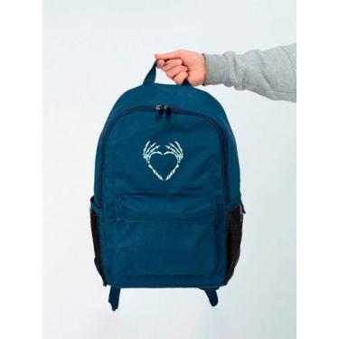 Imagem de Mochila Feminina Nylon Coração Caveira Estampada Personalizada Resiste