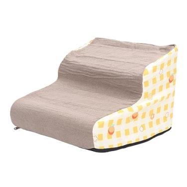 Imagem de Escadas de cachorro para cães pequenos altura ajustável várias etapas design de rampa inclinada instalação fácil escada confortável e confortável para uso em casa material de pano (2 níveis)