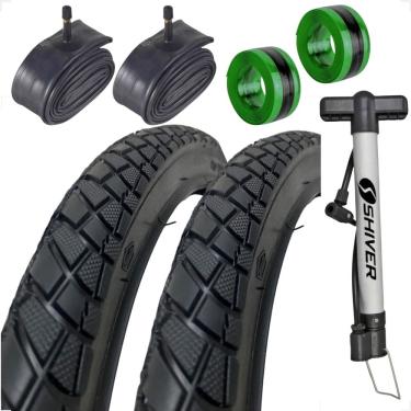 Imagem de PAR Pneu Bike Bicicleta Shiver Praieiro Beach Aro 26 x 2.125 PAR camara + bomba fita antifuro