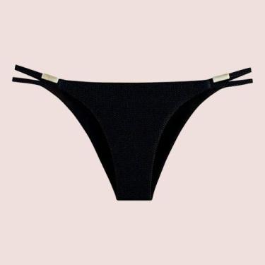 Imagem de Calcinha Biquini Tiras Duplas Feminina Confortável - She, Preto, GG