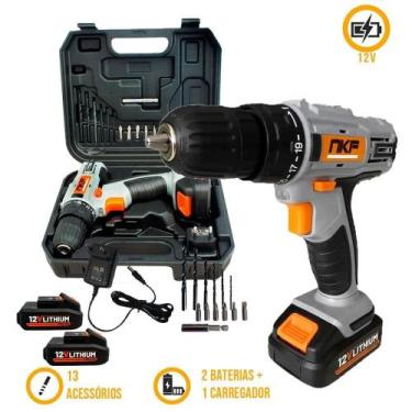 Imagem de Furadeira Parafusadeira Maleta 13 Acessórios e 2 Baterias 12V FP12X2 N