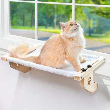 Imagem de Cat Window Perch AMOSIJOY Cat Sill Window Hammock Madeira e metal