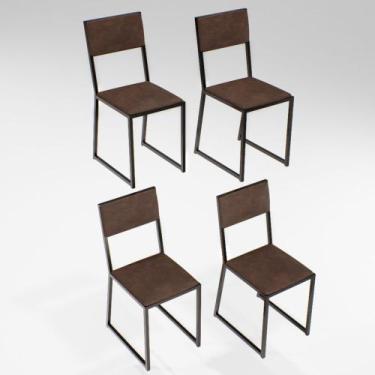 Imagem de Kit 4 Cadeiras Para Cozinha Estofada Industrial Riviera Preta - Don Ca