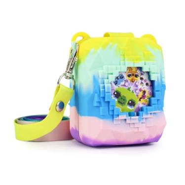 Imagem de Capa protetora de silicone compatível com brinquedo digital Bitzee Magicals, cores arco-íris, com cordão