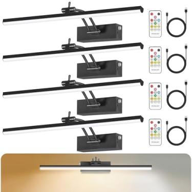 Imagem de YAYIT Luzes de imagem de 6 cores para parede, luz de imagem operada por bateria de 40,6 cm recarregável com temporizador remoto, luz de arte regulável para pintura de parede, moldura, galeria, pacote