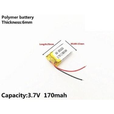 Imagem de 1 Peça  170 Mah 3,7v 2 Fios 6mm X 15mm X 25mm 601525 - - bgb