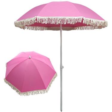 Imagem de Guarda-sol Hawaiia De 180cm, Guarda-chuva Retro Garde Com Borla, Sushade Ad Raiproof, Elegante E Bonito, Adequado Para Praia, Quintal, Garde, Guarda-chuva De Praia Roud, 1.8m/71in