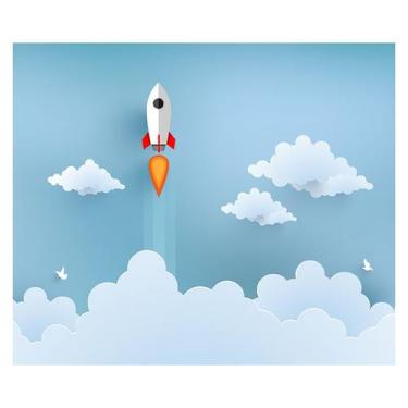 Imagem de Papel de Parede Adesivo Infantil Espaço Foguete Bebe Quarto - 518pcm -