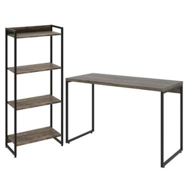 Imagem de Kit Estante Areta 4 Prateleiras com Mesa Industrial Aspen 120cm C01 Ca