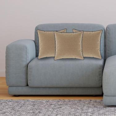 Imagem de Kit 3 Almofadas Decorativas Quadrada Bege Linho com Borda Cinza  - CIA