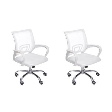 Imagem de Kit 2 Cadeiras para Escritório Diretor Tela Mesh com Relax Tok 3310 Branco