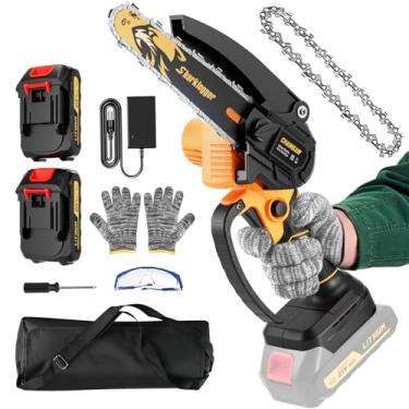 Imagem de Sharklogger Mini motosserra, mini motosserra elétrica sem fio de 15 cm, motosserra portátil para poda de árvores e manutenção de jardim, melhor presente de dia dos pais para homens, pai e marido