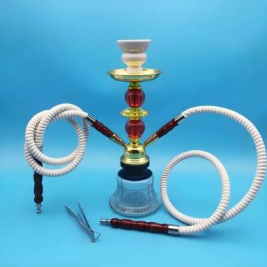 Imagem de Conjunto De Narguilé Pequeno Com Tubo Duplo, Garrafa De Vidro, Tigela 