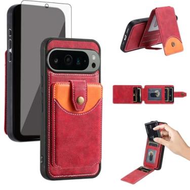 Imagem de Asuwish Capa de celular para Google Pixel 9 Pro XL, capa de celular compatível com protetor de tela de vidro temperado Magsafe, suporte fino, compartimento para cartão de crédito, Pixel9 9Pro 9ProXL