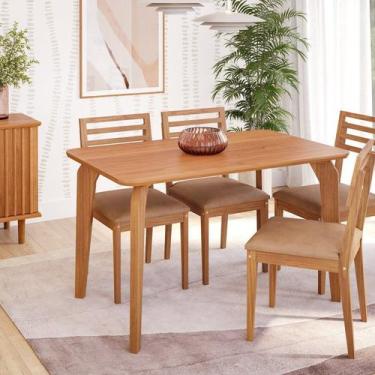 Imagem de Sala de Jantar Mesa Papaia 130cm sem Vidro com 4 Cadeiras Juparanã - C