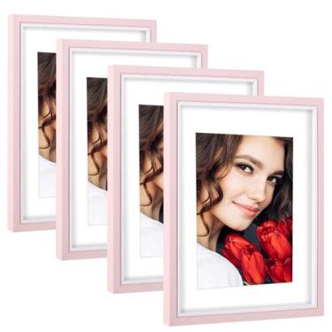 Imagem de Conjunto de 4 porta-retratos LBECUA rosa 8x10 com ou sem tapete