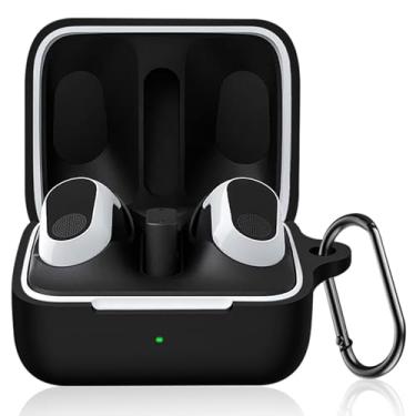 Imagem de LDSXAY Capa compatível com Sony INZONE Buds WF-G700N, capa protetora de silicone macio à prova de choque para fones de ouvido Sony WF-G700N Truely Wireless, capa protetora com mosquetão (preto)