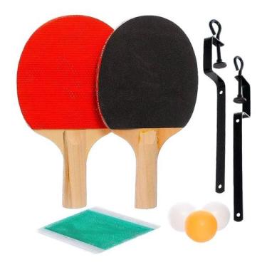 Imagem de Kit Ping Pong 2 Raquetes 3 Bolinhas + Suporte + Rede - IDEAPRO