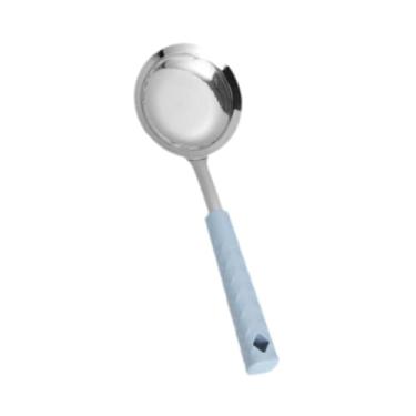 Imagem de ＫＬＫＣＭＳ Colher de malha fina, filtro de mão de aço inoxidável, fácil de limpar, separador de óleo, peneira com fenda, filtro de gordura para panela quente, Azul